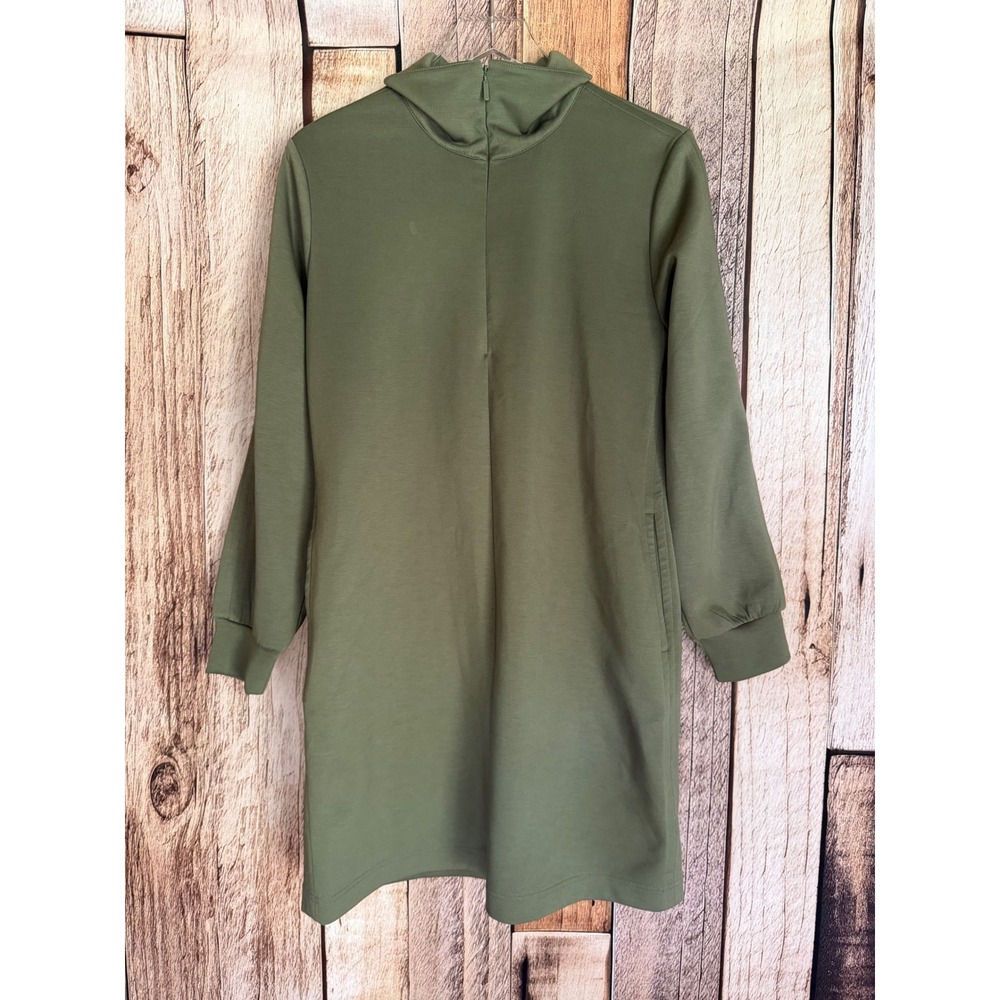 Athleta Allure Sweatshirt Dress Quarter Zip Mock Neck Green Minimalist Medium